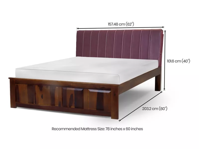 Regal Queen Bed with Burgundy Leatherite